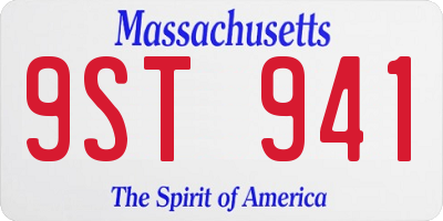 MA license plate 9ST941