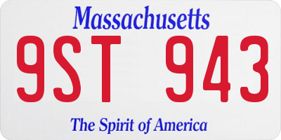 MA license plate 9ST943