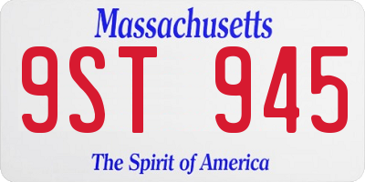 MA license plate 9ST945