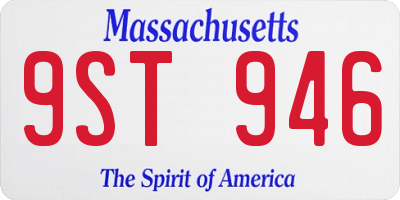 MA license plate 9ST946