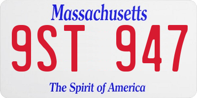 MA license plate 9ST947