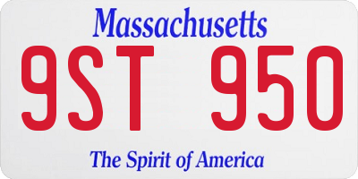 MA license plate 9ST950