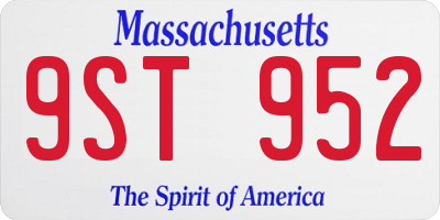 MA license plate 9ST952