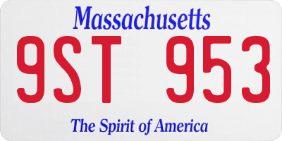 MA license plate 9ST953