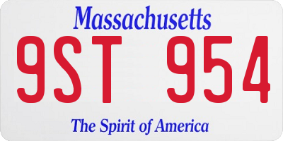 MA license plate 9ST954