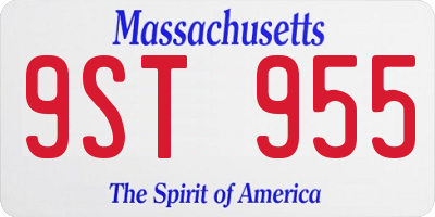 MA license plate 9ST955