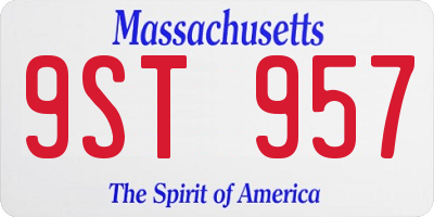 MA license plate 9ST957