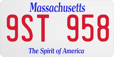 MA license plate 9ST958