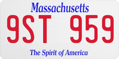 MA license plate 9ST959