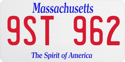 MA license plate 9ST962