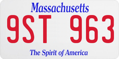 MA license plate 9ST963