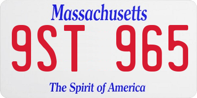 MA license plate 9ST965