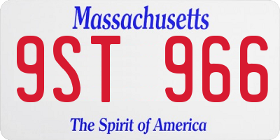 MA license plate 9ST966