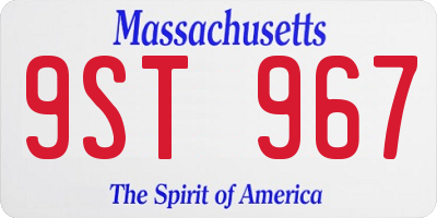 MA license plate 9ST967