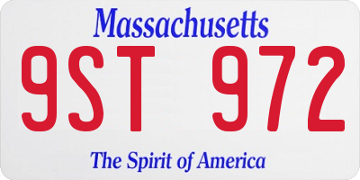 MA license plate 9ST972