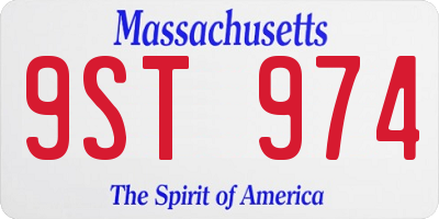 MA license plate 9ST974