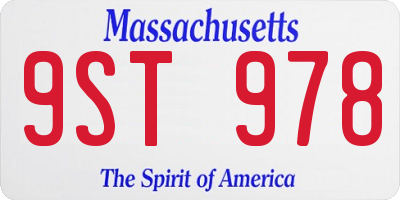 MA license plate 9ST978