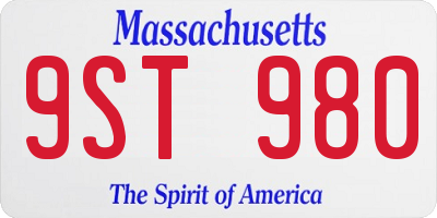 MA license plate 9ST980