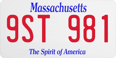MA license plate 9ST981