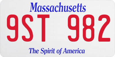 MA license plate 9ST982