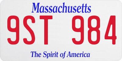 MA license plate 9ST984