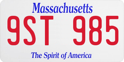 MA license plate 9ST985