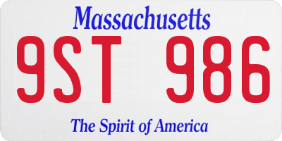 MA license plate 9ST986