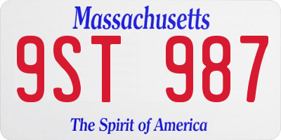 MA license plate 9ST987