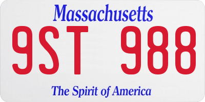 MA license plate 9ST988