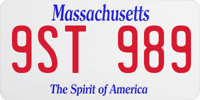 MA license plate 9ST989