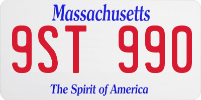 MA license plate 9ST990