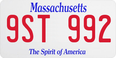 MA license plate 9ST992