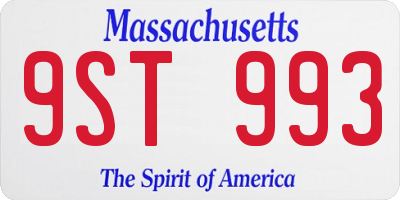 MA license plate 9ST993