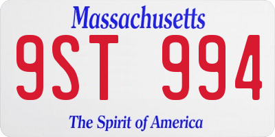 MA license plate 9ST994