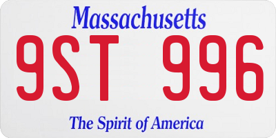 MA license plate 9ST996