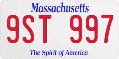 MA license plate 9ST997