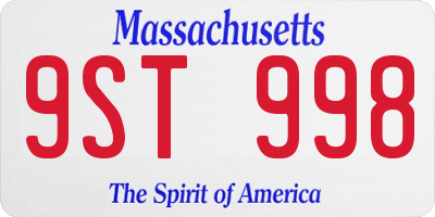 MA license plate 9ST998