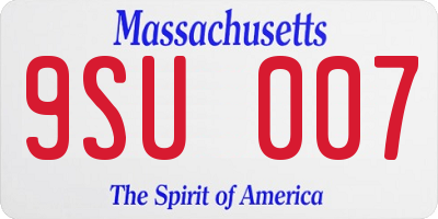 MA license plate 9SU007