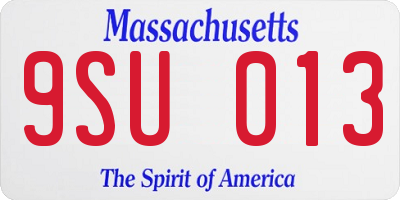 MA license plate 9SU013