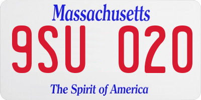MA license plate 9SU020