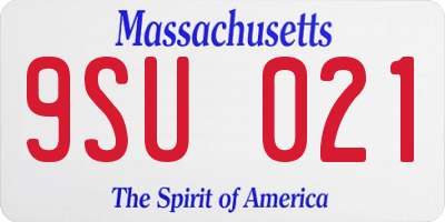 MA license plate 9SU021