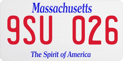 MA license plate 9SU026