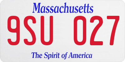 MA license plate 9SU027