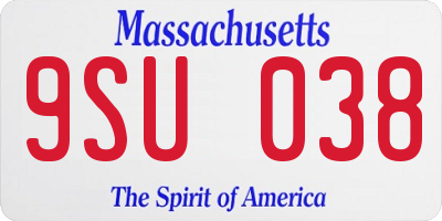 MA license plate 9SU038