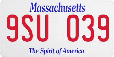 MA license plate 9SU039