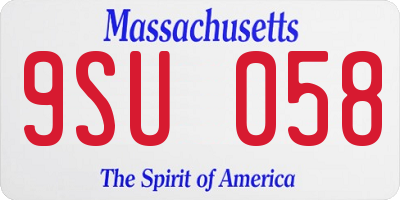 MA license plate 9SU058