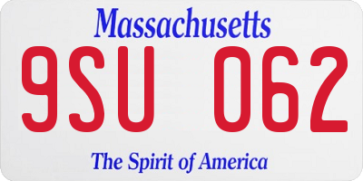 MA license plate 9SU062