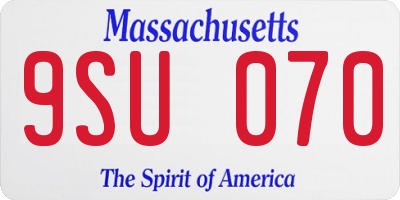 MA license plate 9SU070