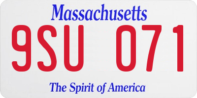 MA license plate 9SU071