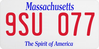 MA license plate 9SU077